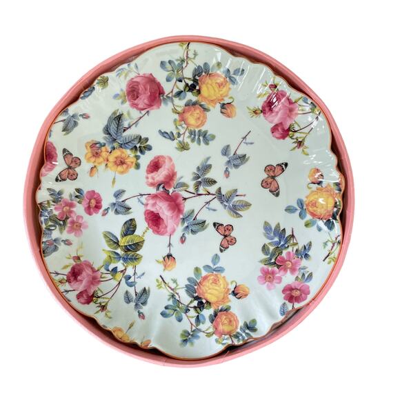 Grace Teaware Fine Porcelain Floral Dessert Plates 8in Set of 4 in Gift Box New - Picture 12 of 12